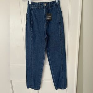 NWT Moussy High Rise Seam Detail Wide Leg Tapered Jeans Womens Size 0